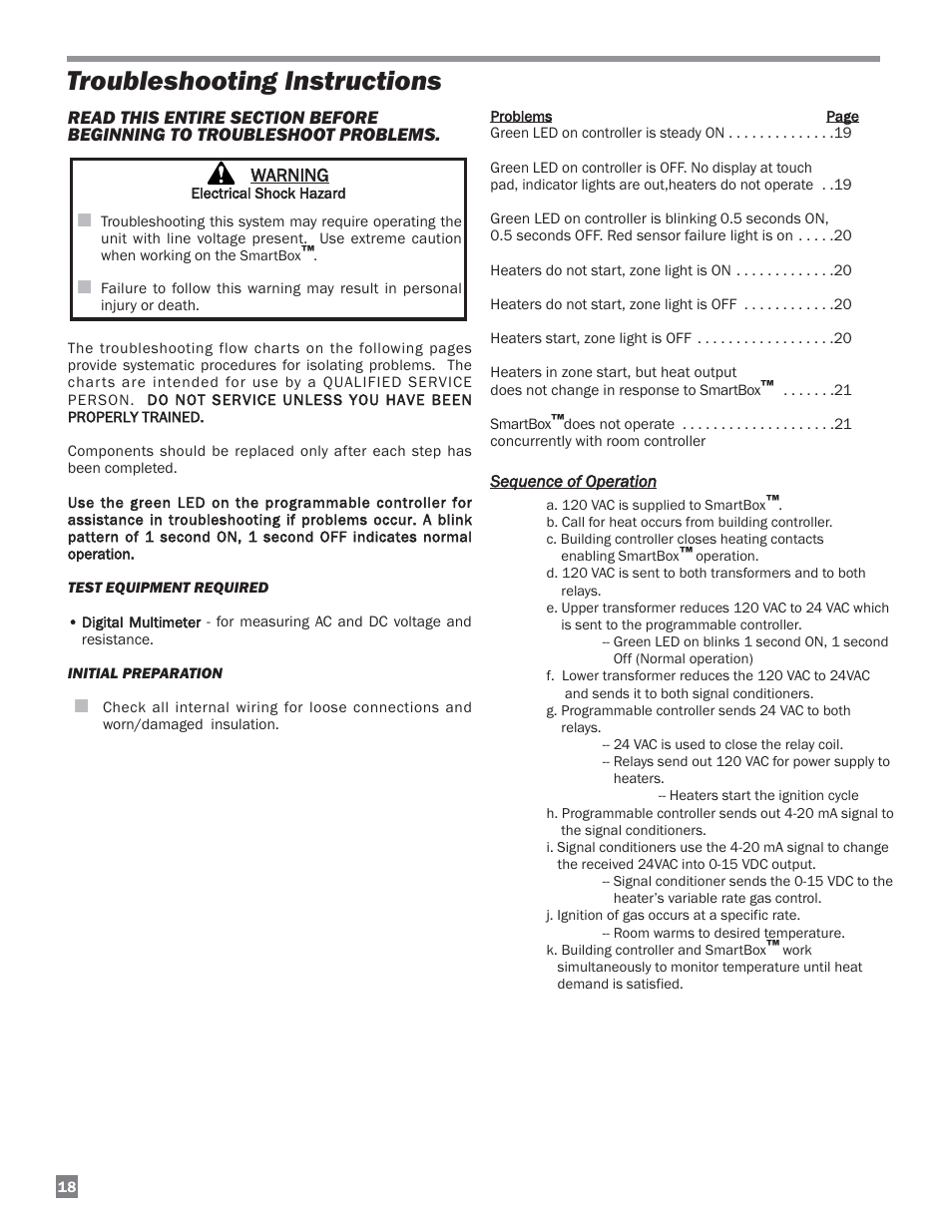 Troubleshooting instructions | L.B. White FA-MCS User Manual | Page 18 / 22