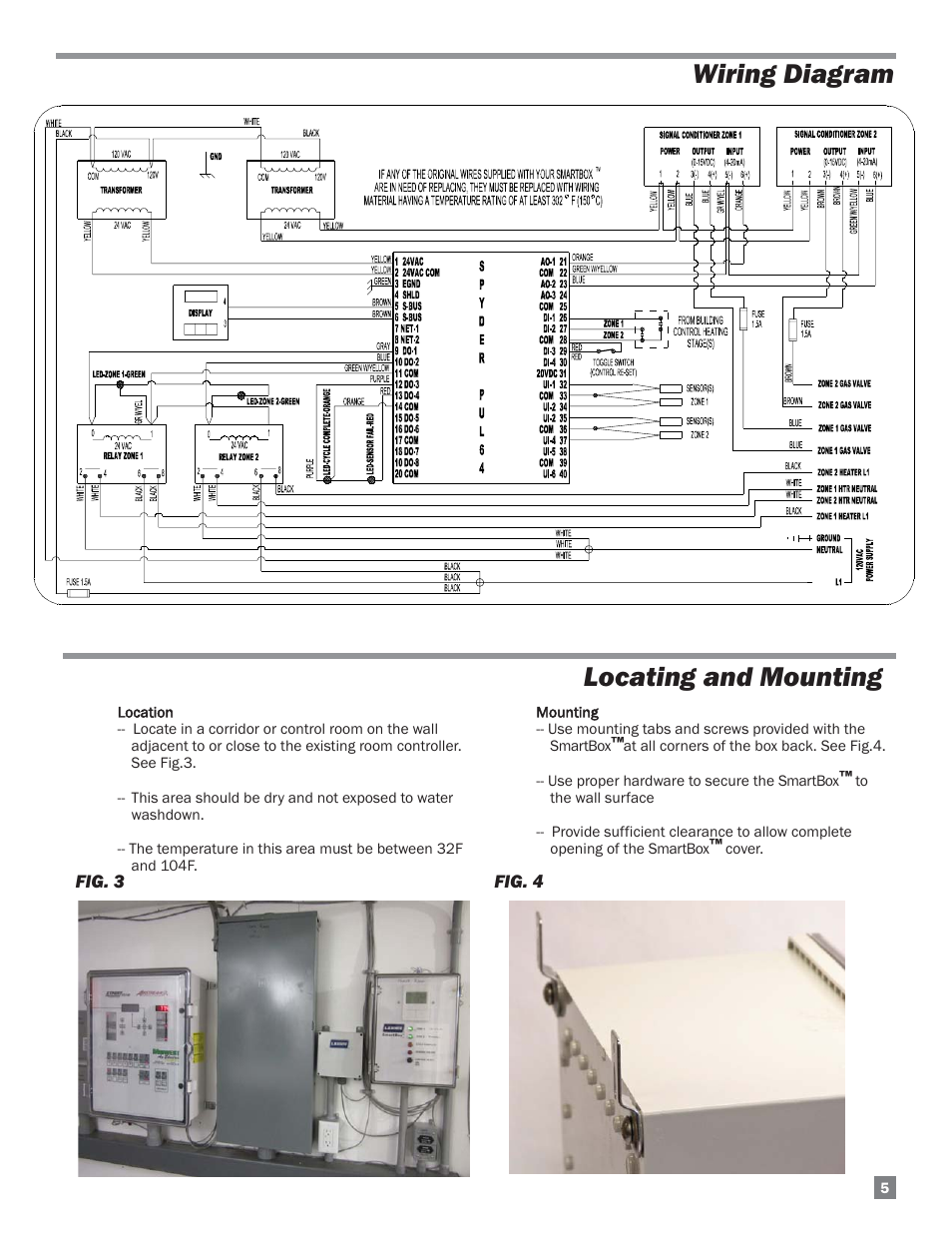 Locating and mounting, Wiring diagram | L.B. White FA-MCS User Manual | Page 5 / 22