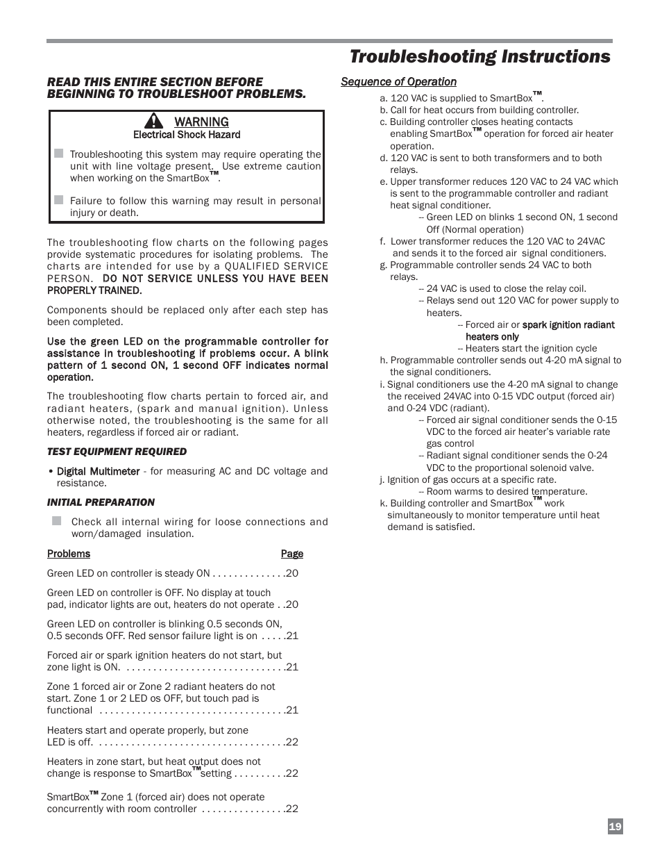 Troubleshooting instructions | L.B. White COMBO-MCS User Manual | Page 19 / 23