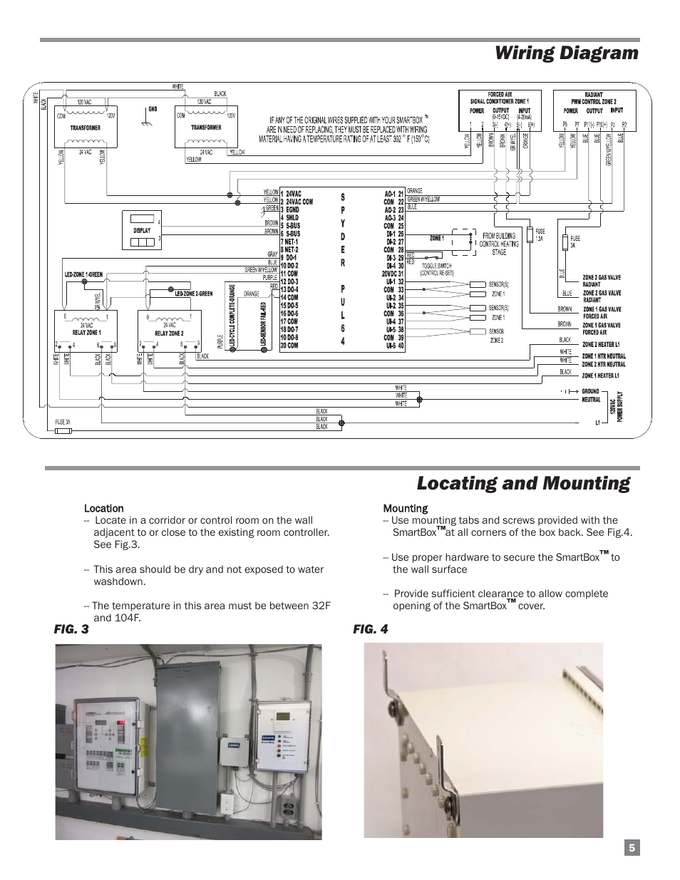 Locating and mounting, Wiring diagram | L.B. White COMBO-MCS User Manual | Page 5 / 23