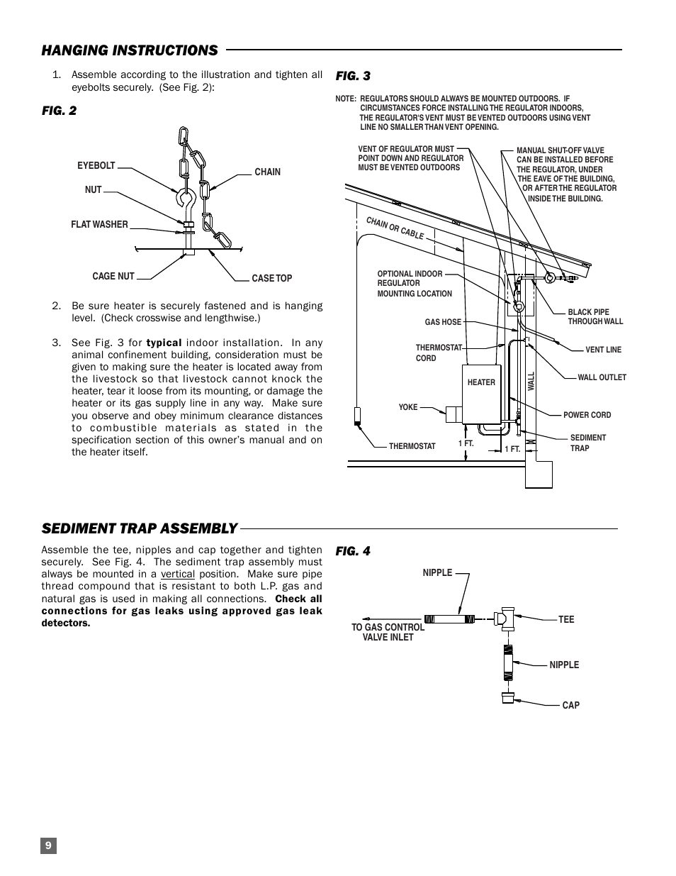 Hanging instructions sediment trap assembly, Fig. 2, Fig. 3 | Fig. 4 | L.B. White AD100 User Manual | Page 10 / 30