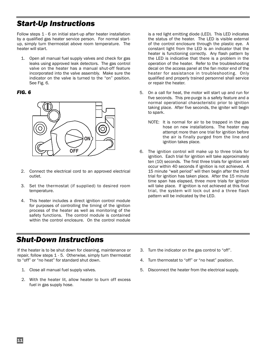 Start-up instructions shut-down instructions | L.B. White AD100 User Manual | Page 12 / 30