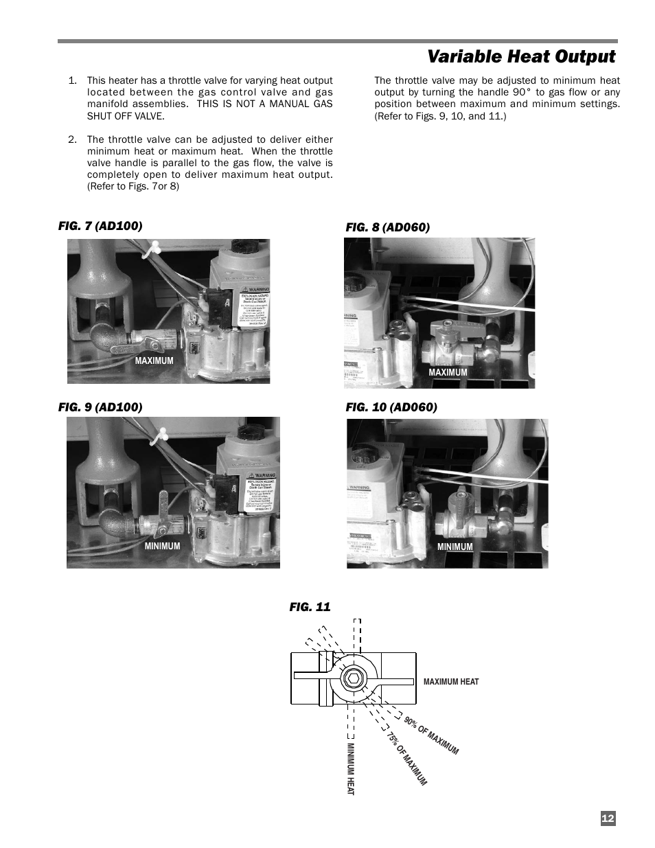 Variable heat output | L.B. White AD100 User Manual | Page 13 / 30