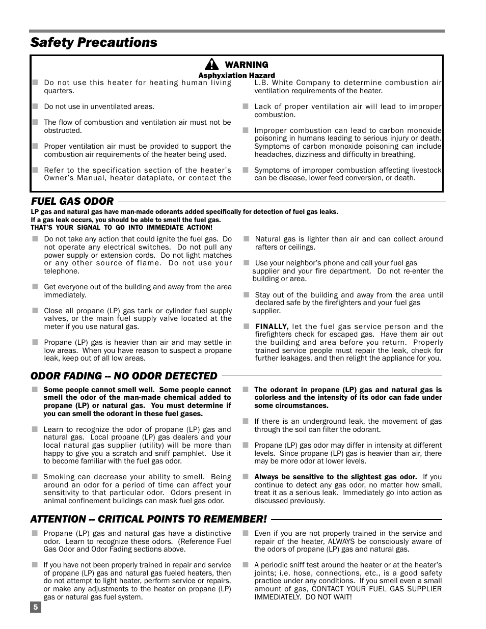 Safety precautions | L.B. White AD100 User Manual | Page 6 / 30