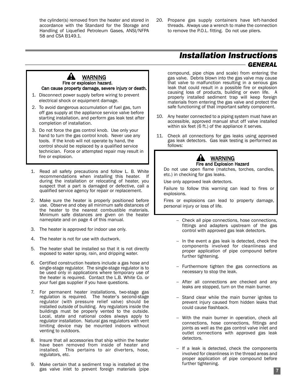 Installation instructions, General | L.B. White 60 Classic User Manual | Page 7 / 16