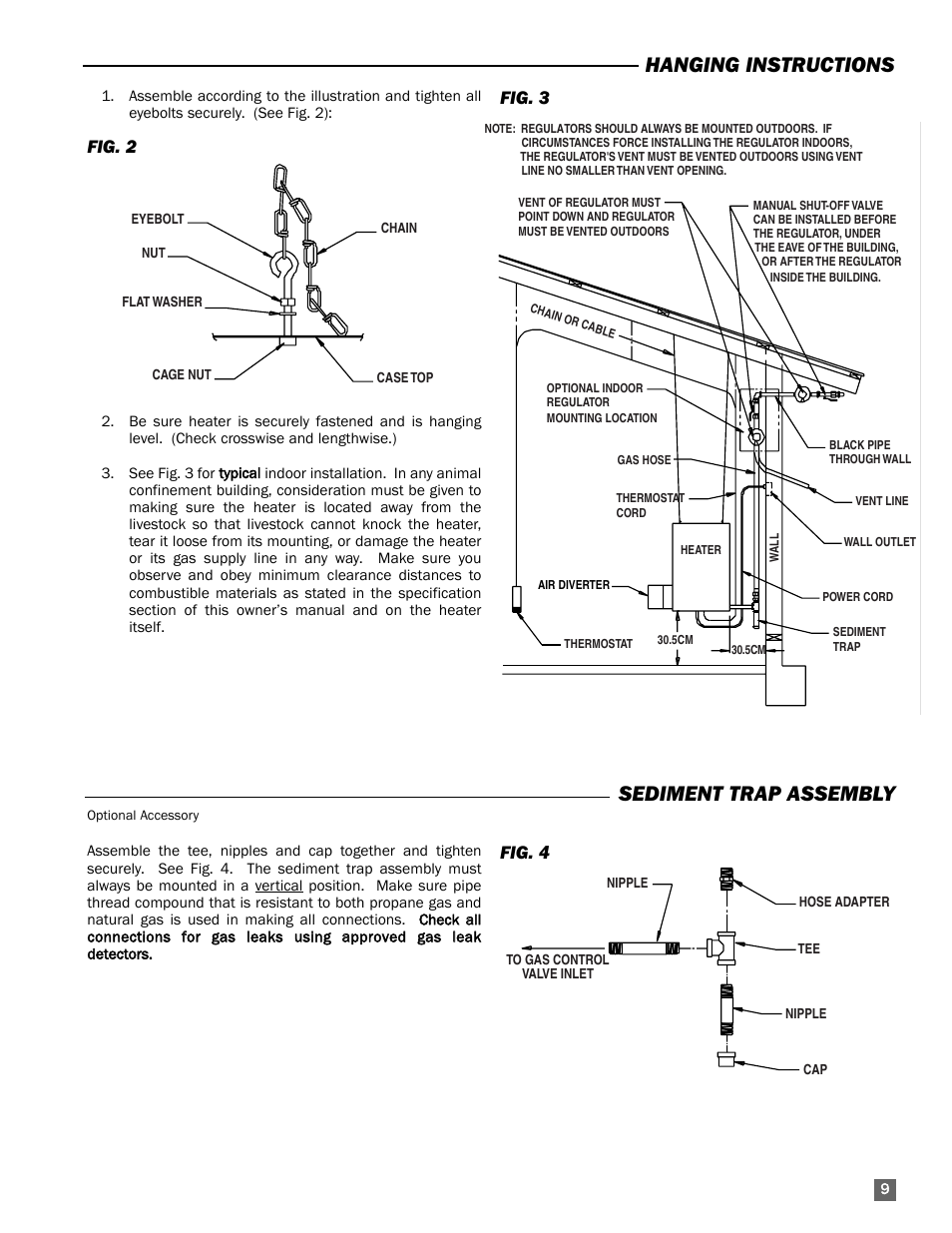 Hanging instructions sediment trap assembly, Fig. 4, Fig. 2 | Fig. 3 | L.B. White 60 Classic User Manual | Page 9 / 16