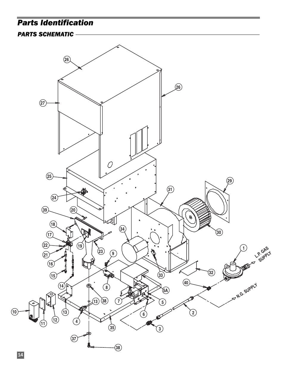 Parts identification, Parts schematic | L.B. White 115 Classic User Manual | Page 14 / 16