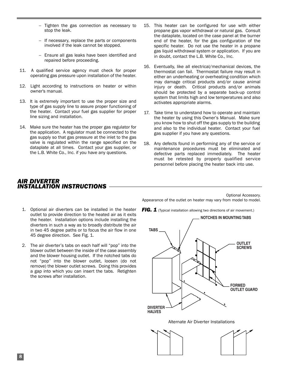 Air diverter installation instructions | L.B. White 115 Classic User Manual | Page 8 / 16