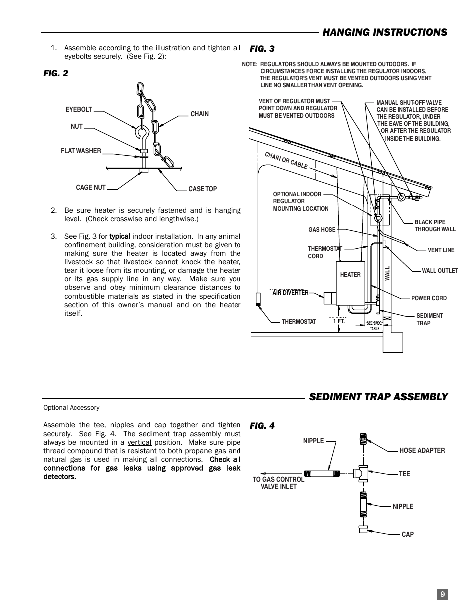 Hanging instructions sediment trap assembly, Fig. 4, Fig. 2 | Fig. 3 | L.B. White 115 Classic User Manual | Page 9 / 16