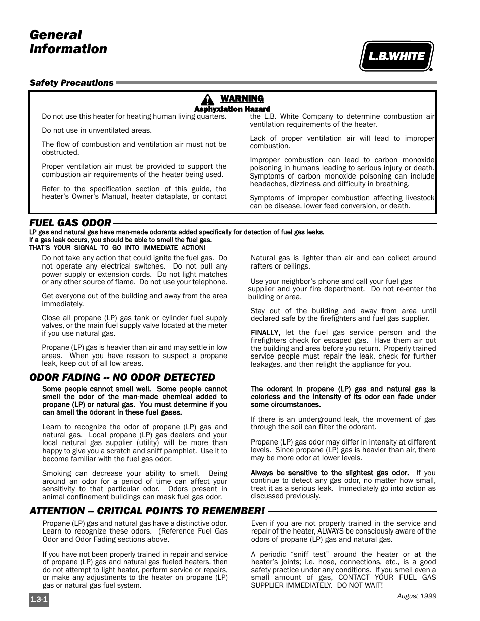 General information | L.B. White Pilot User Manual | Page 10 / 94