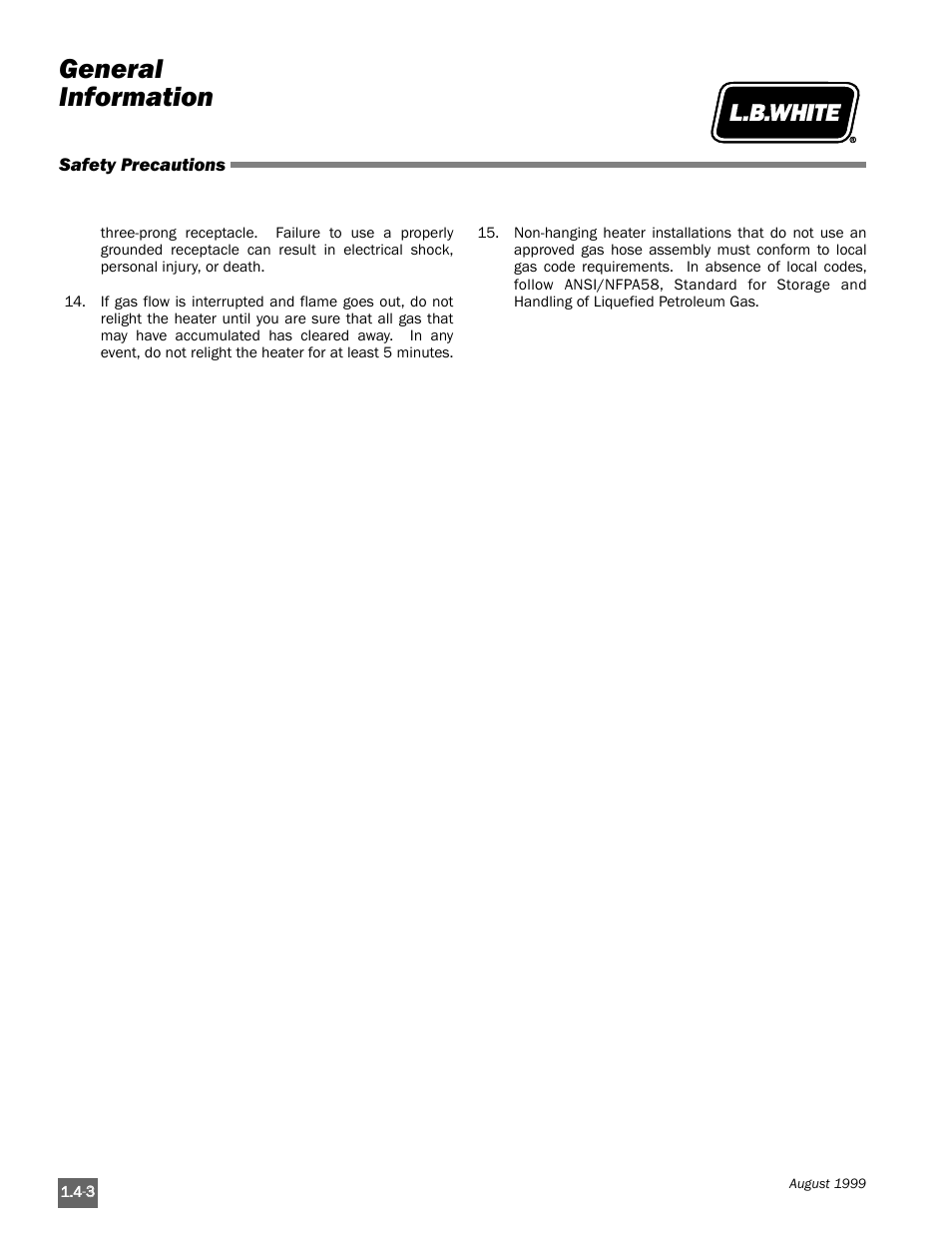 General information | L.B. White Pilot User Manual | Page 12 / 94