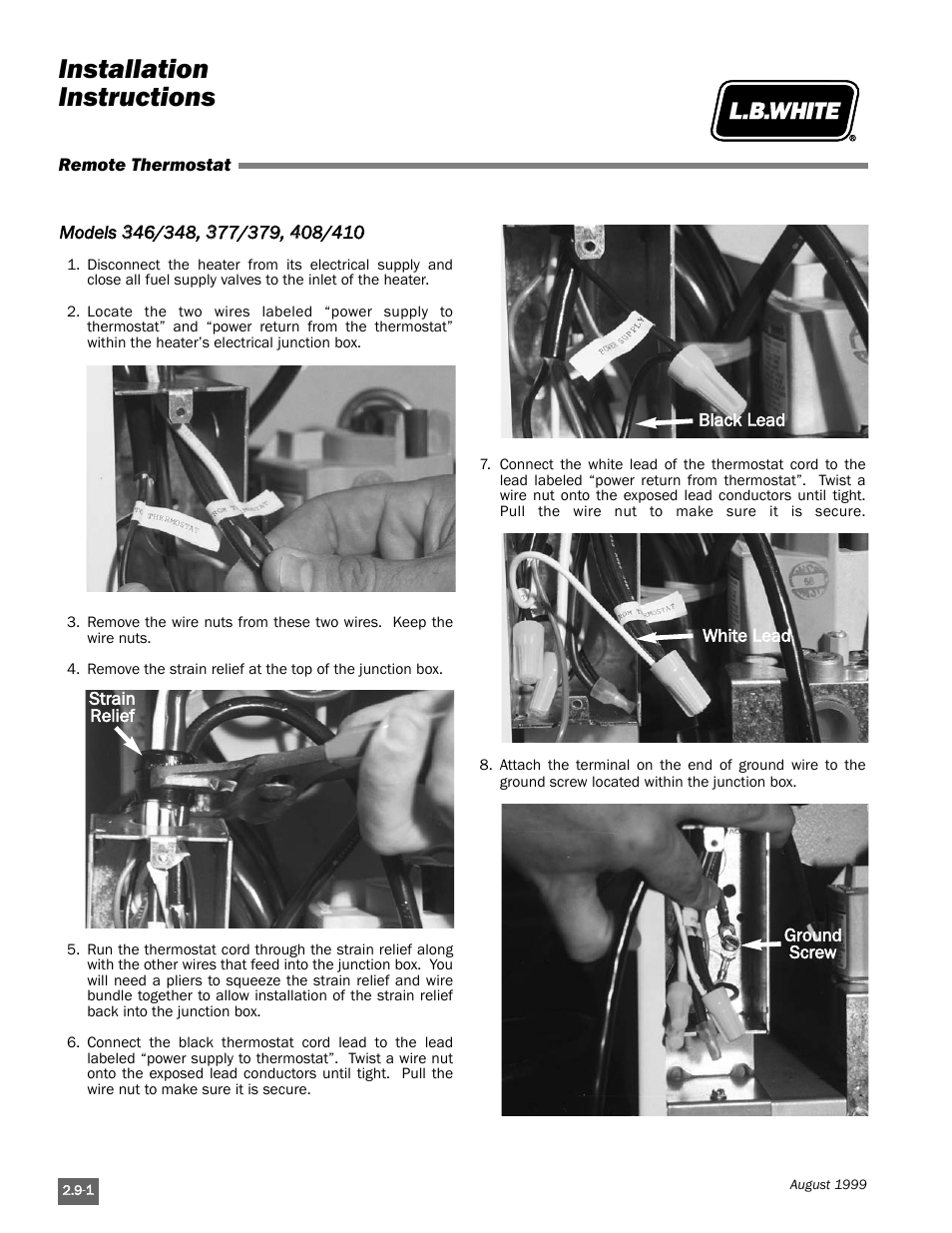 Installation instructions | L.B. White Pilot User Manual | Page 22 / 94