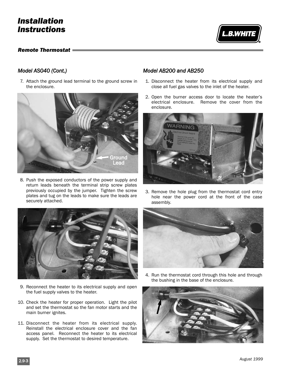 Installation instructions | L.B. White Pilot User Manual | Page 24 / 94