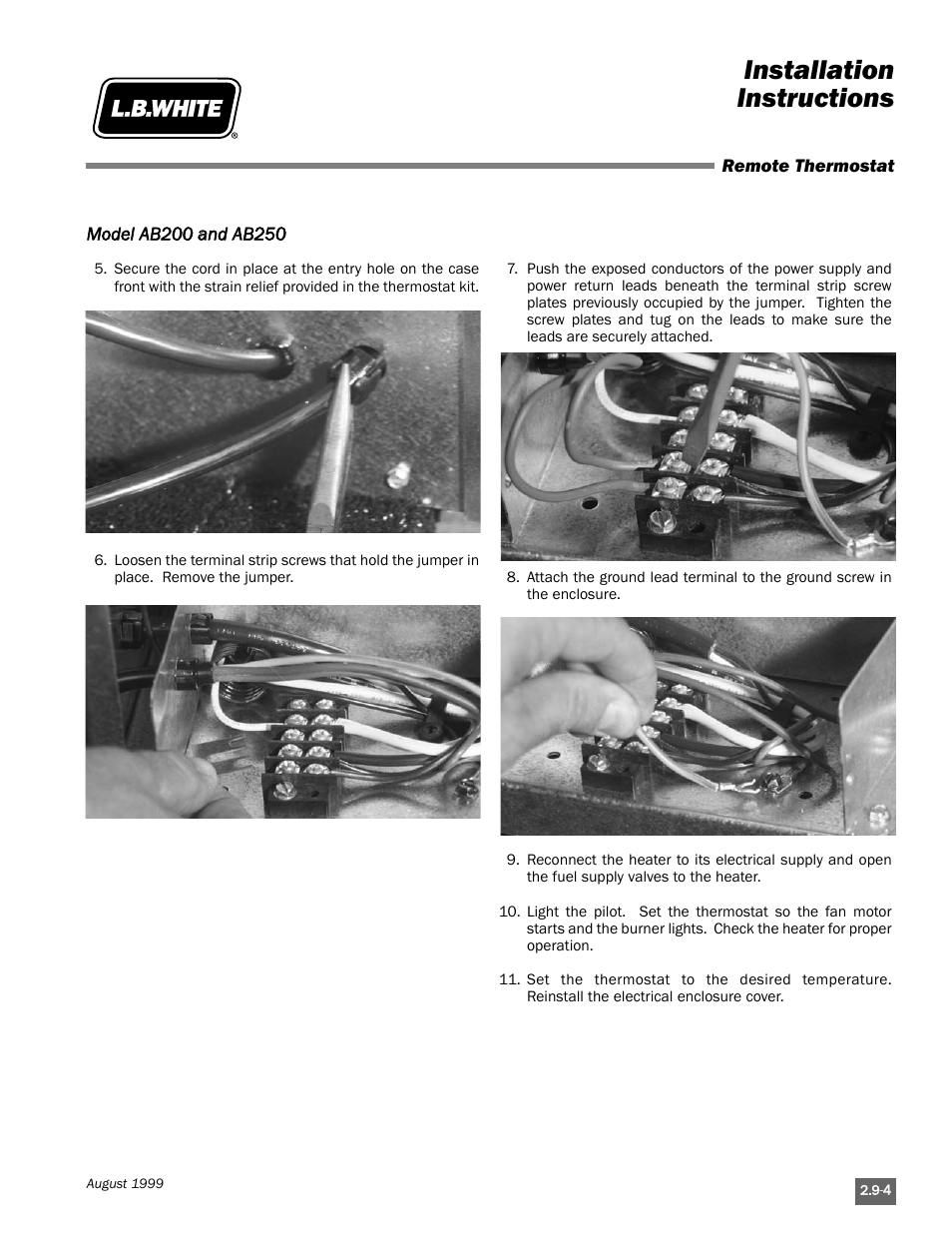 Installation instructions | L.B. White Pilot User Manual | Page 25 / 94