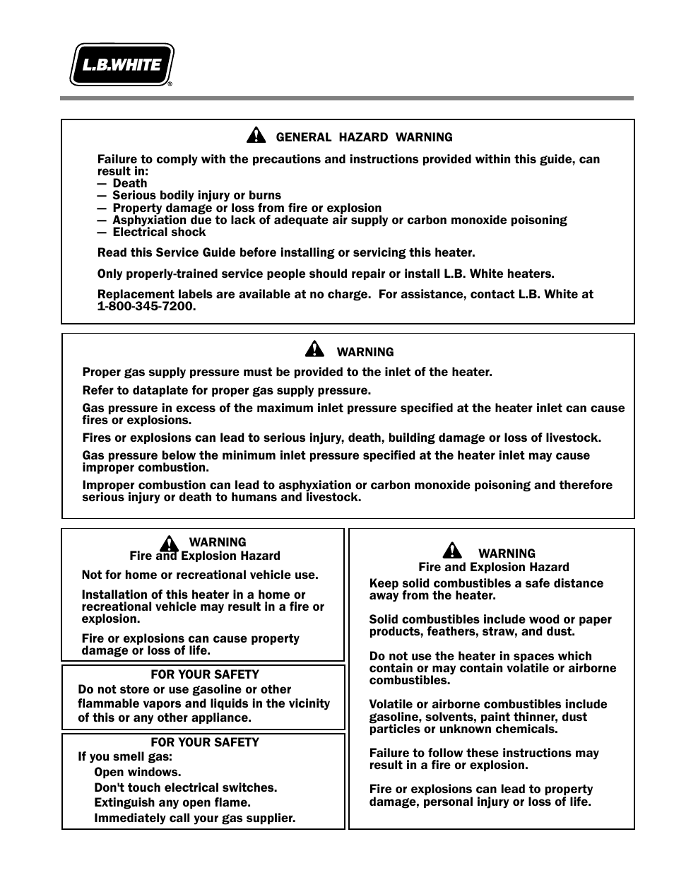 L.B. White Pilot User Manual | Page 3 / 94