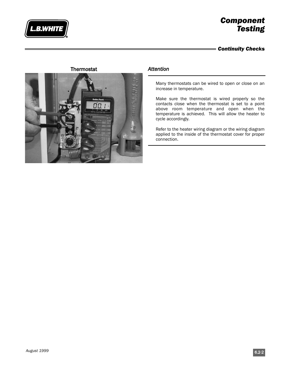 Component testing | L.B. White Pilot User Manual | Page 49 / 94