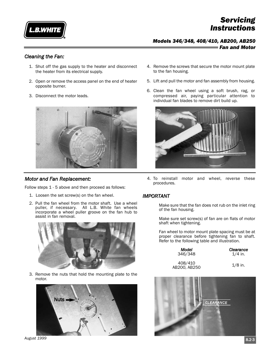 Servicing instructions | L.B. White Pilot User Manual | Page 61 / 94