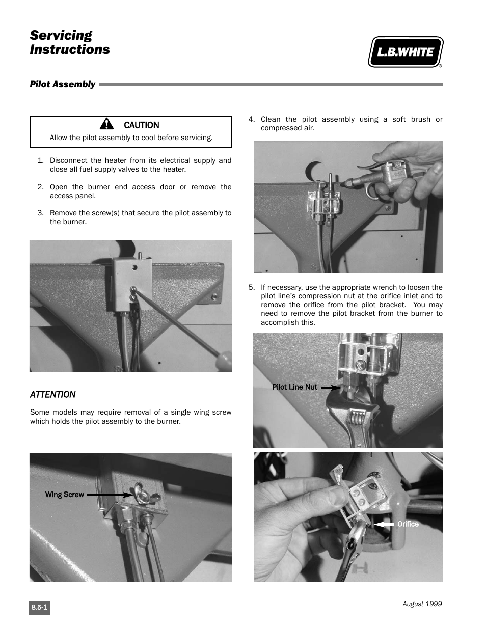 Servicing instructions | L.B. White Pilot User Manual | Page 64 / 94