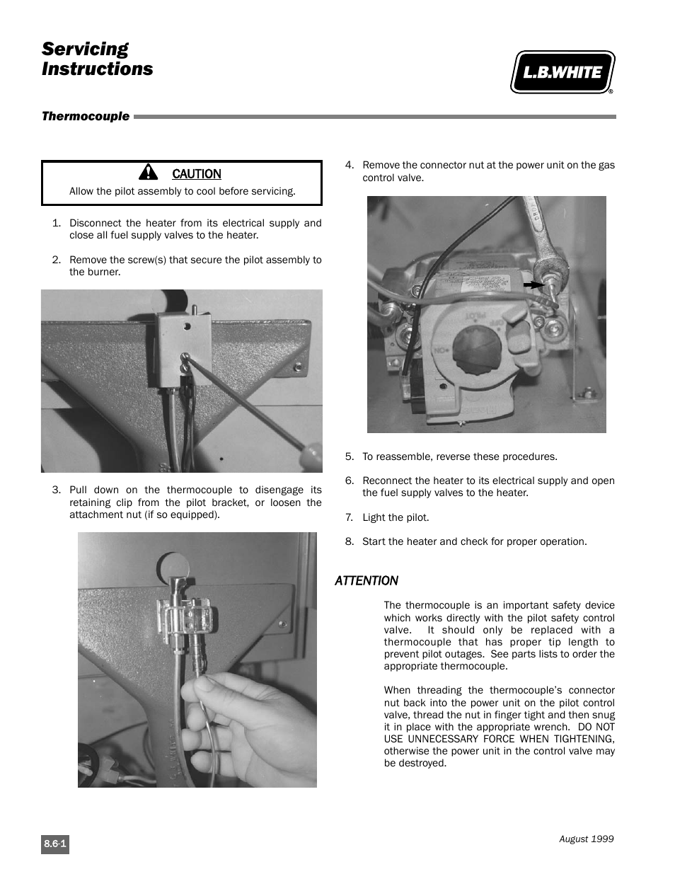 Servicing instructions | L.B. White Pilot User Manual | Page 66 / 94