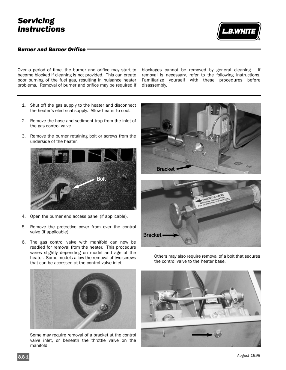 Servicing instructions | L.B. White Pilot User Manual | Page 70 / 94