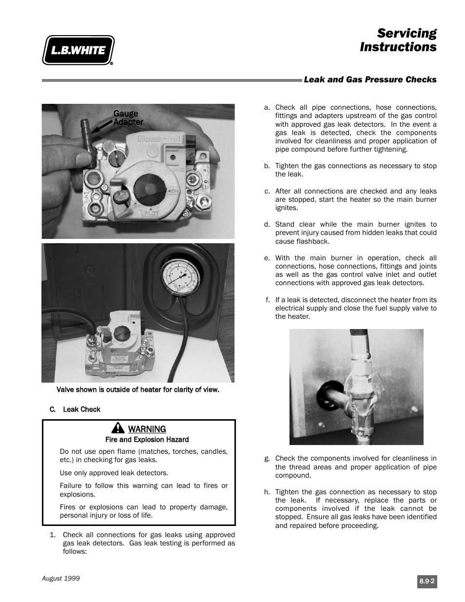 Servicing instructions | L.B. White Pilot User Manual | Page 73 / 94