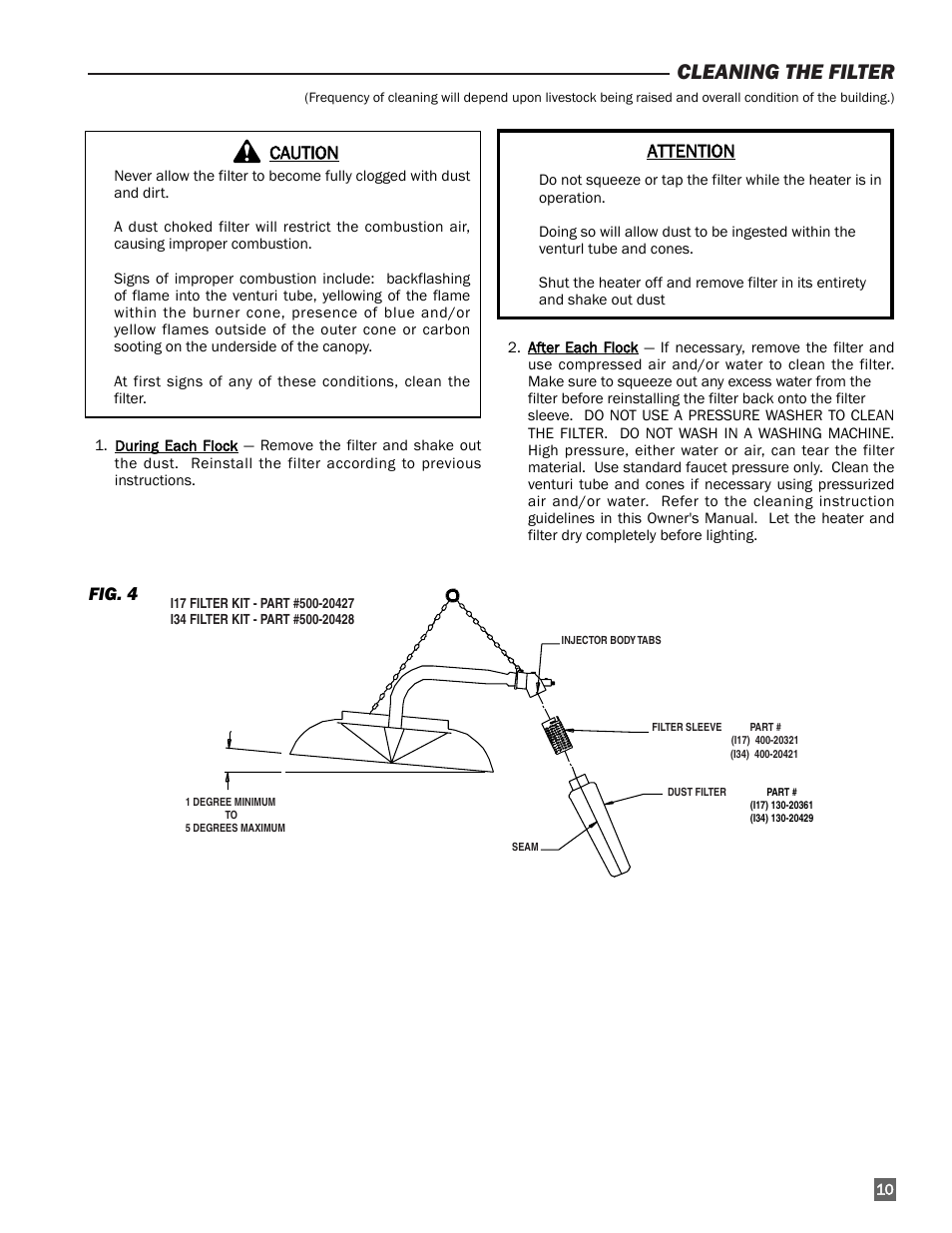 Cleaning the filter | L.B. White I-17 Infraconic Spark Ignition User Manual | Page 11 / 28