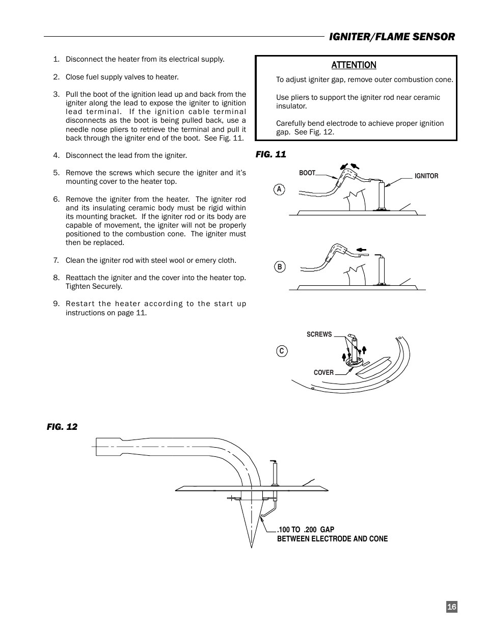 Igniter/flame sensor | L.B. White I-17 Infraconic Spark Ignition User Manual | Page 17 / 28