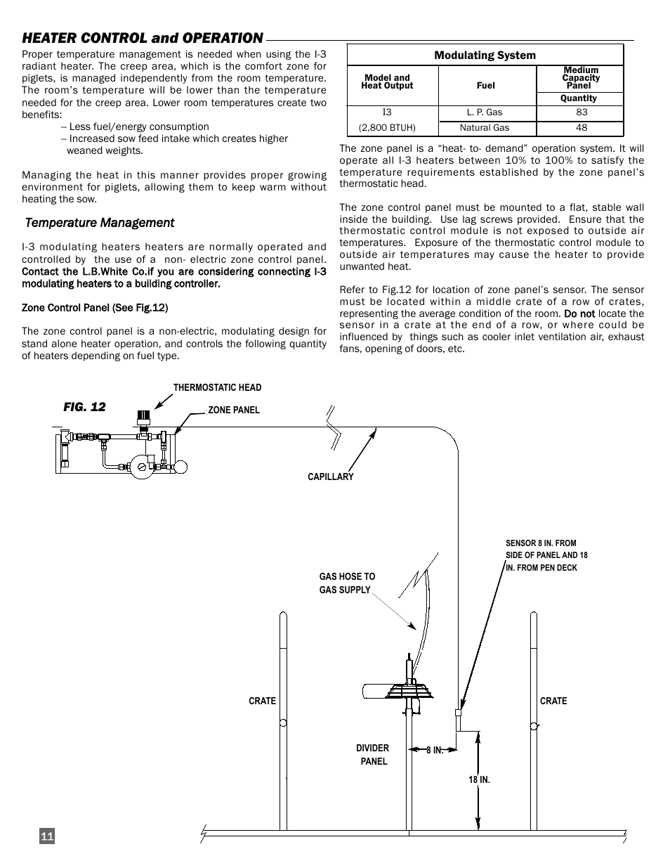 Heater control and operation | L.B. White I-3 Infraconic User Manual | Page 12 / 26