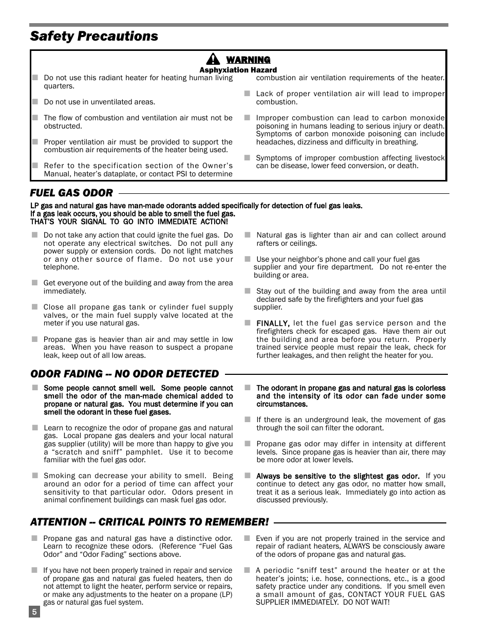 Safety precautions | L.B. White I-3 Infraconic User Manual | Page 6 / 26