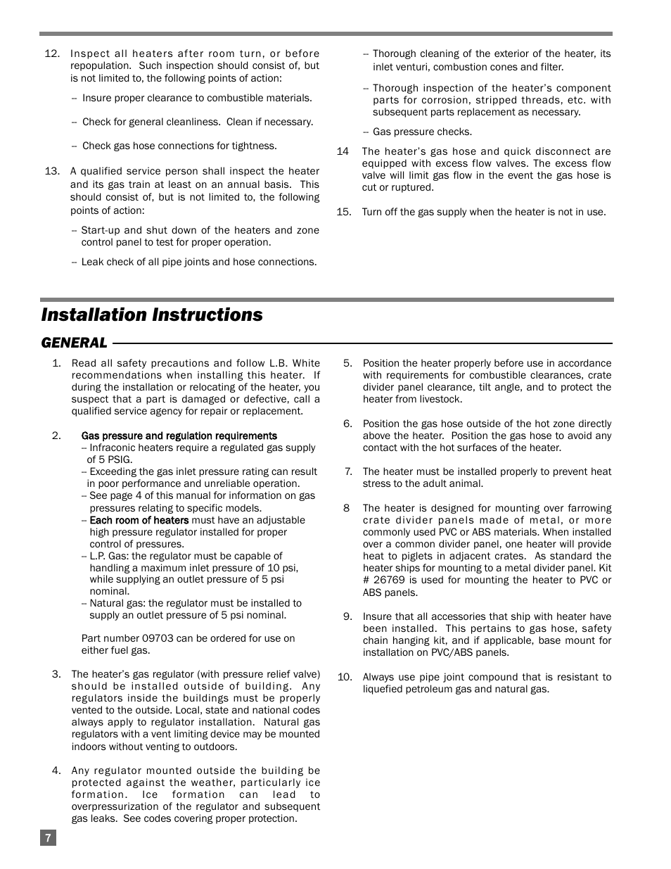 Installation instructions, General | L.B. White I-3 Infraconic User Manual | Page 8 / 26