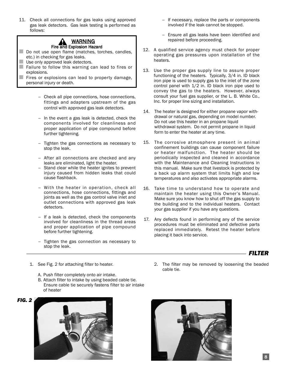 Filter | L.B. White I-3 Infraconic User Manual | Page 9 / 26