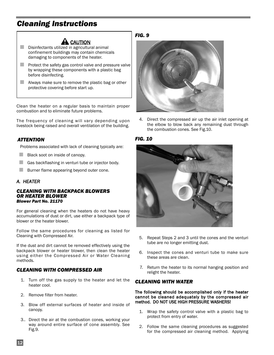 Cleaning instructions | L.B. White I-5 Infraconic User Manual | Page 12 / 24