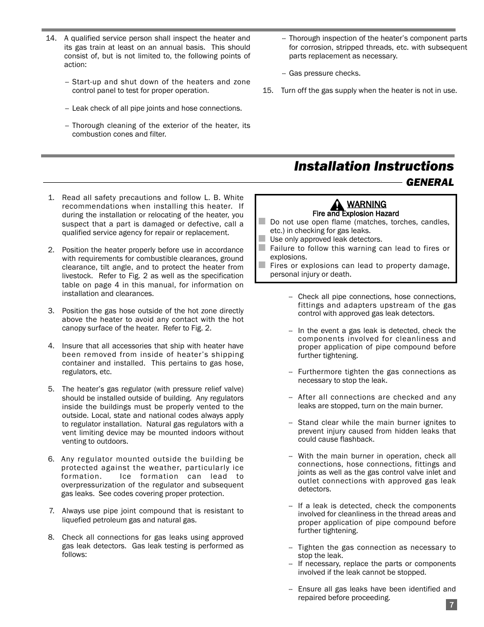 Installation instructions, General | L.B. White I-5 Infraconic User Manual | Page 7 / 24