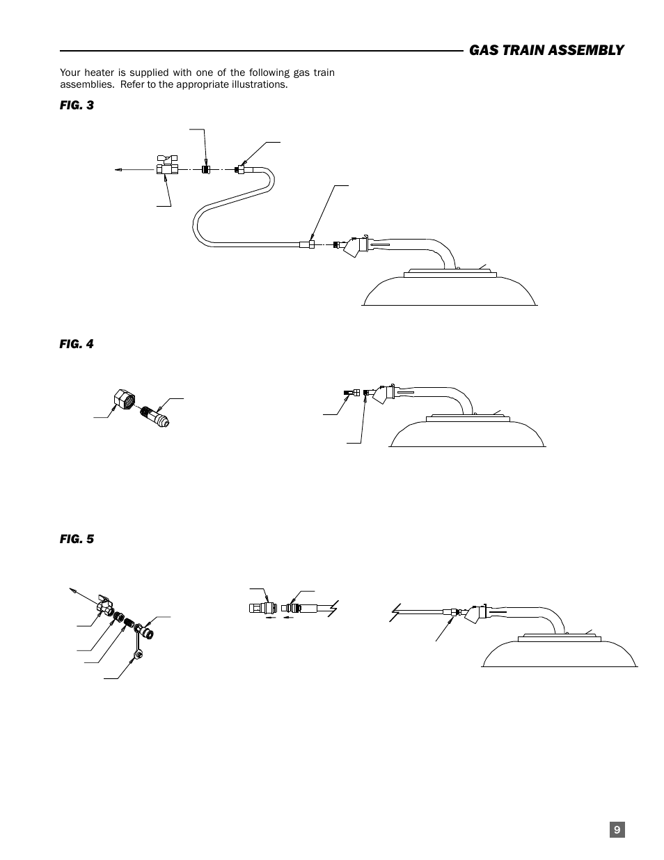 Gas train assembly, Fig. 3, Fig. 4 fig. 5 | L.B. White I-5 Infraconic User Manual | Page 9 / 24