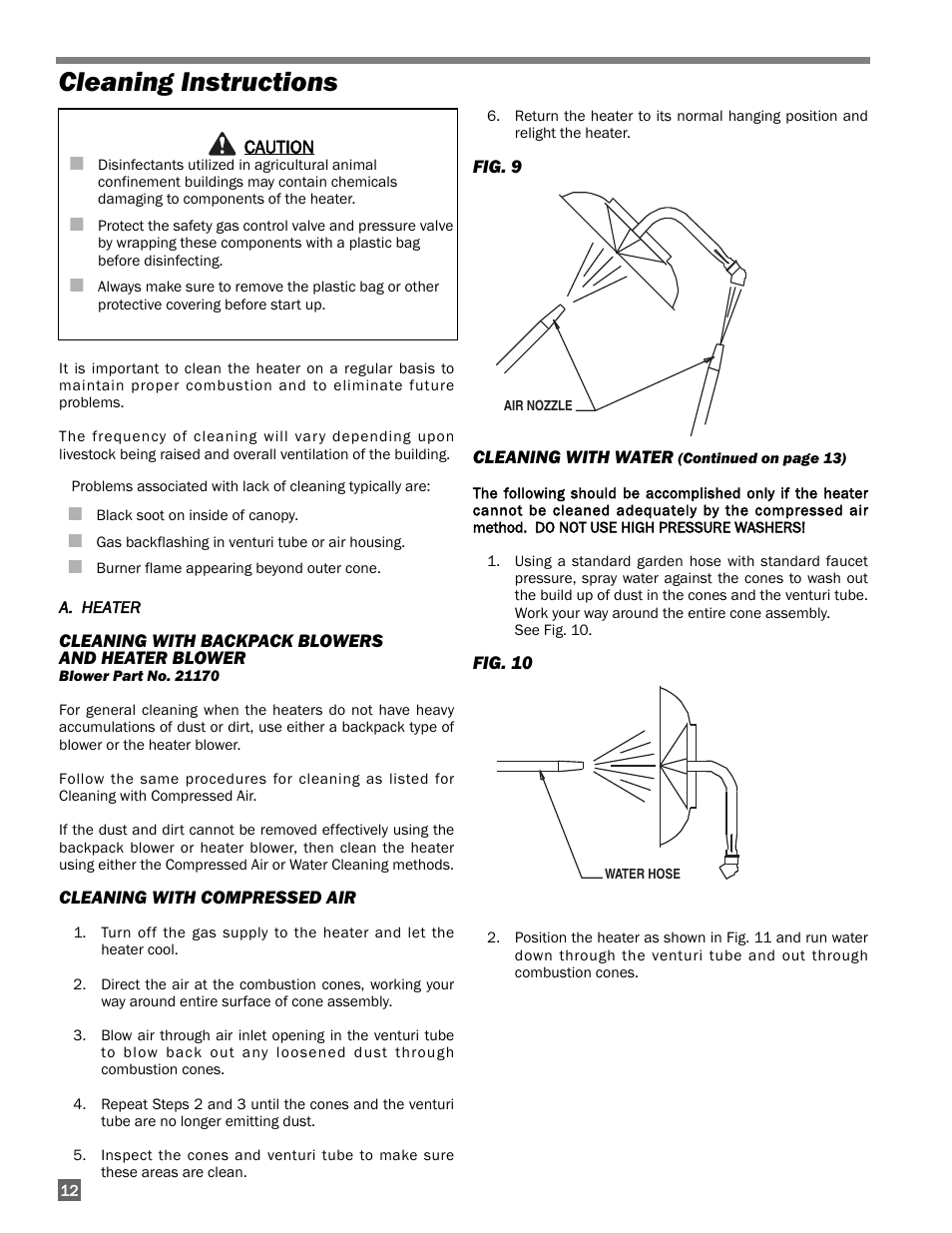 Cleaning instructions | L.B. White I-17 Infraconic User Manual | Page 12 / 28