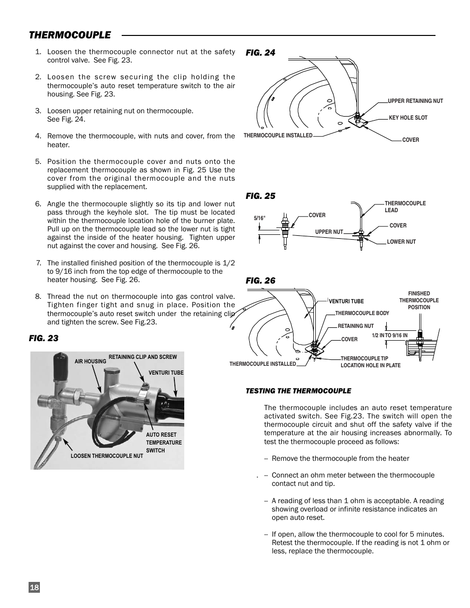 Thermocouple | L.B. White I-17 Infraconic User Manual | Page 18 / 28