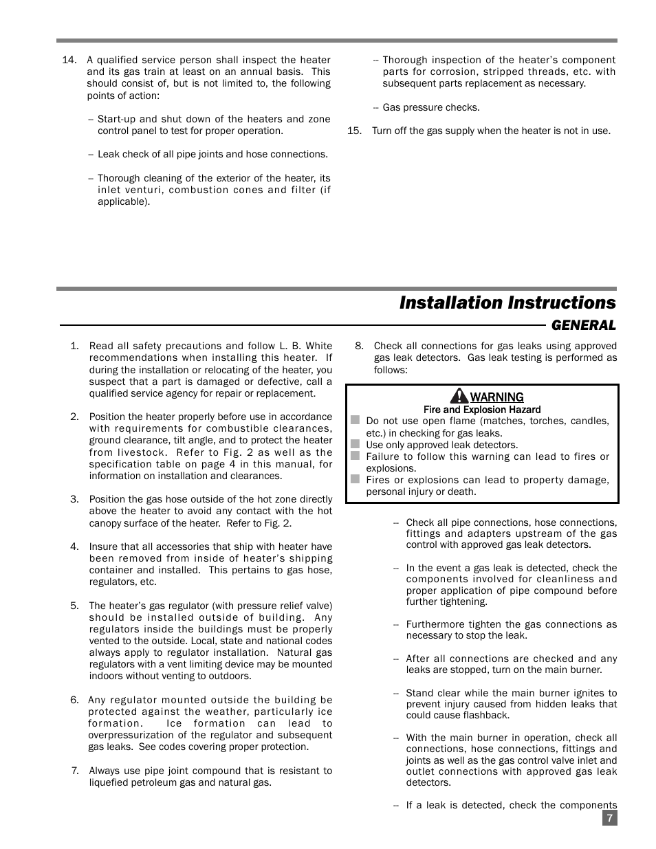 Installation instructions, General | L.B. White I-17 Infraconic User Manual | Page 7 / 28