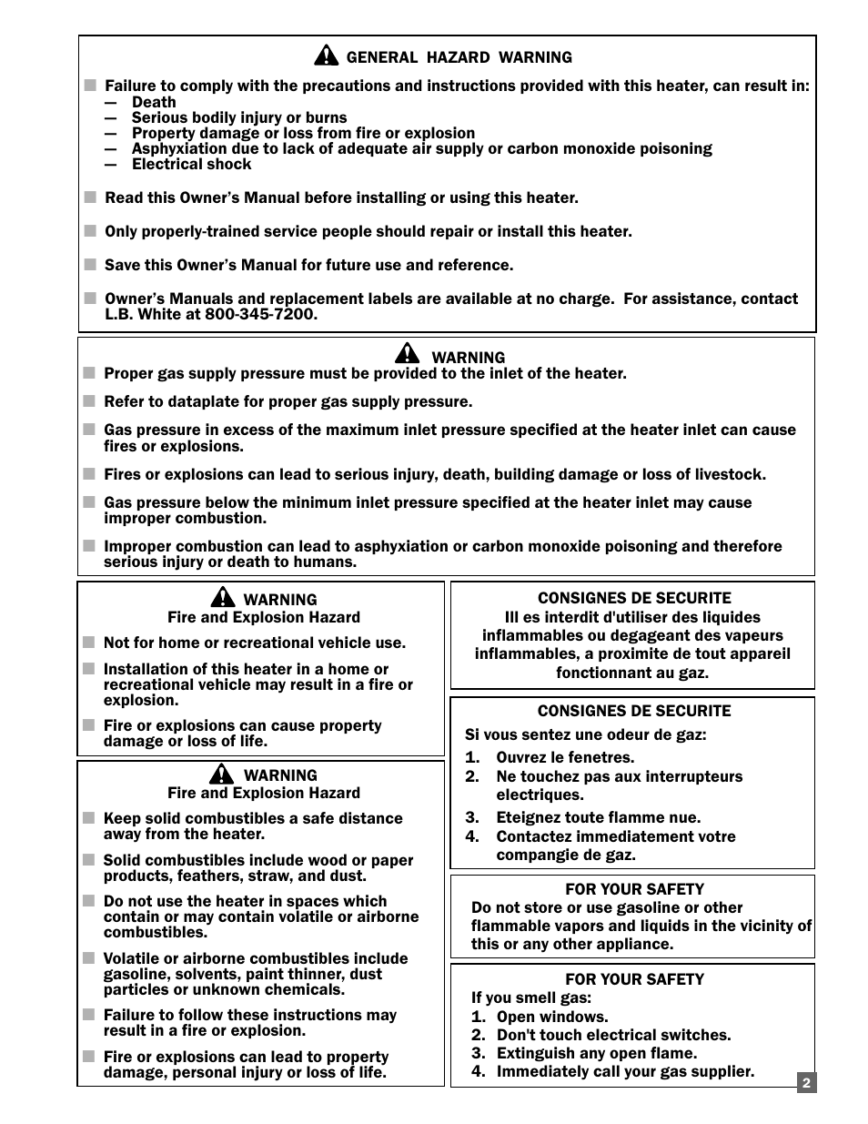 L.B. White Guardian with Smart Sense - Spark Ignition (60K / 100K) User Manual | Page 3 / 31