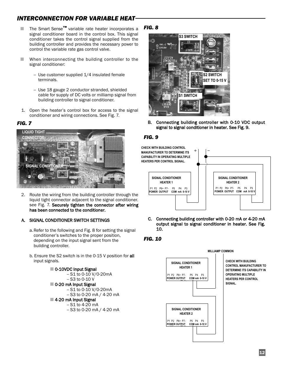 Interconnection for variable heat, Fig. 7, Fig. 8 | Fig. 9, Fig. 10 | L.B. White Guardian with Smart Sense / Direct Connect - Spark Ignition (250K) User Manual | Page 13 / 30