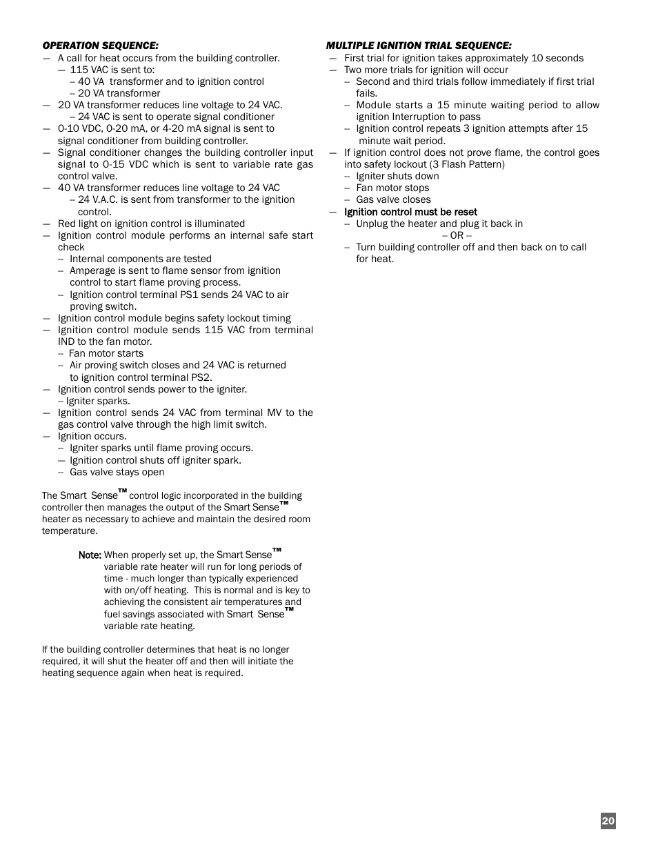 L.B. White Guardian with Smart Sense / Direct Connect - Spark Ignition (250K) User Manual | Page 21 / 30