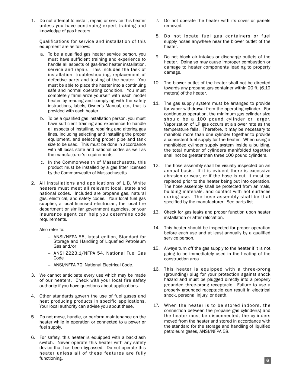 L.B. White 100 Tradesman Portable Forced Air User Manual | Page 7 / 24