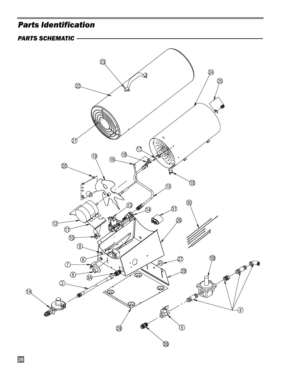 Parts identification | L.B. White 170 Tradesman Portable Forced Air User Manual | Page 26 / 28