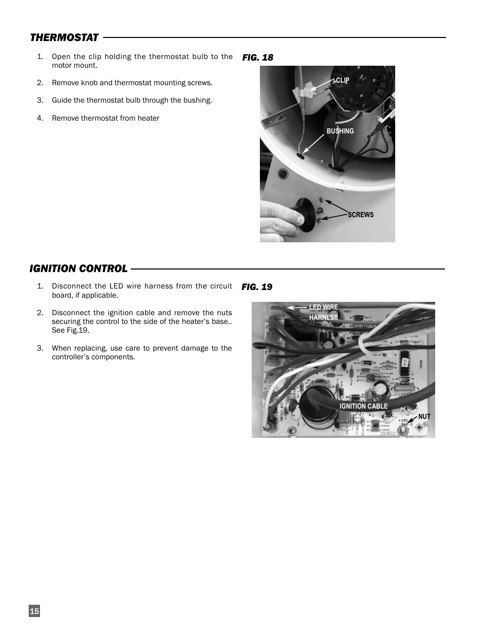 Thermostat ignition control | L.B. White 400 Tradesman Portable Forced Air User Manual | Page 16 / 30