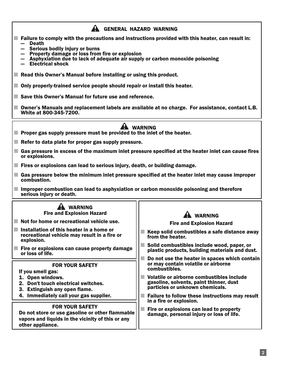 L.B. White 400 Tradesman Portable Forced Air User Manual | Page 3 / 30