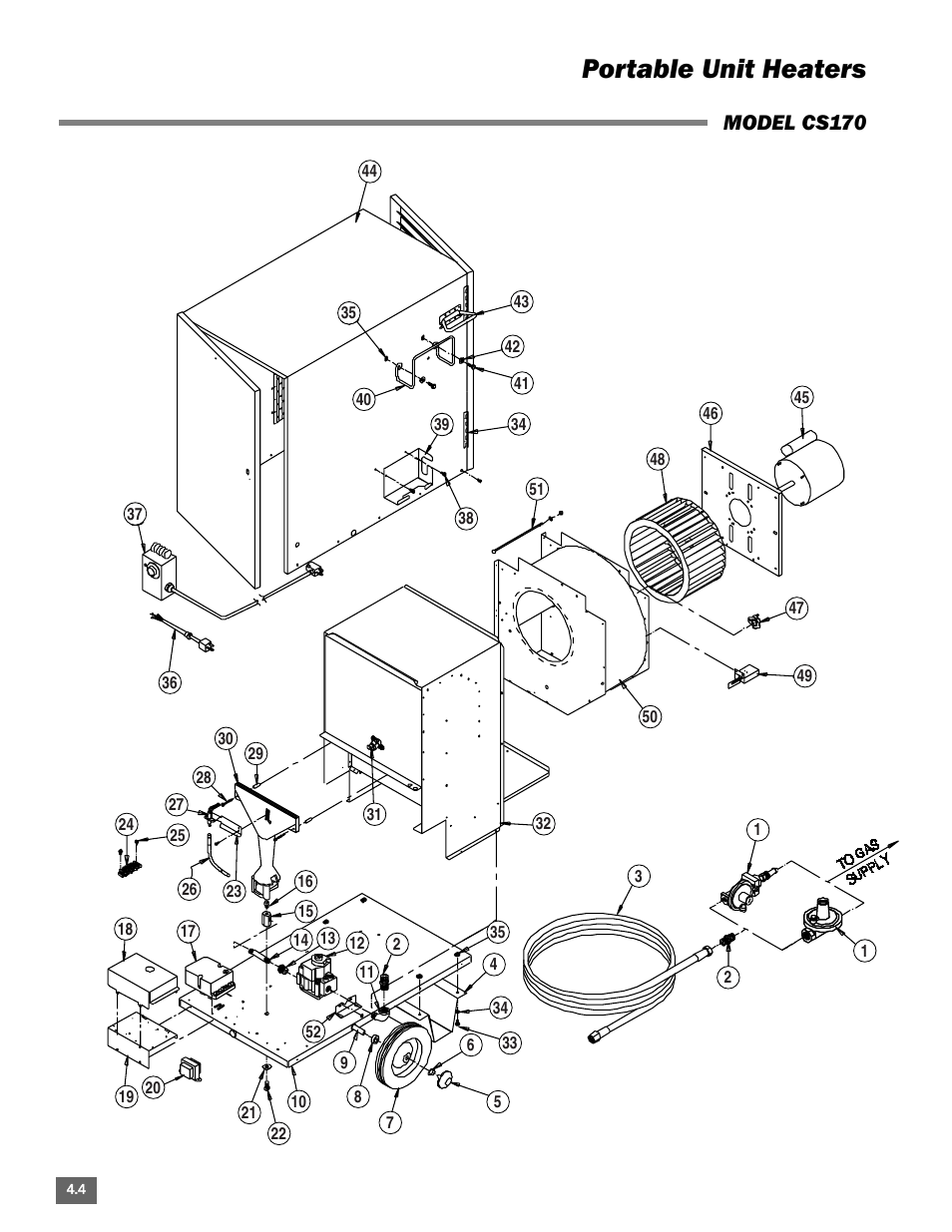 Portable unit heaters, Cs170, Model cs170 | L.B. White Portable Gas Heaters User Manual | Page 50 / 99