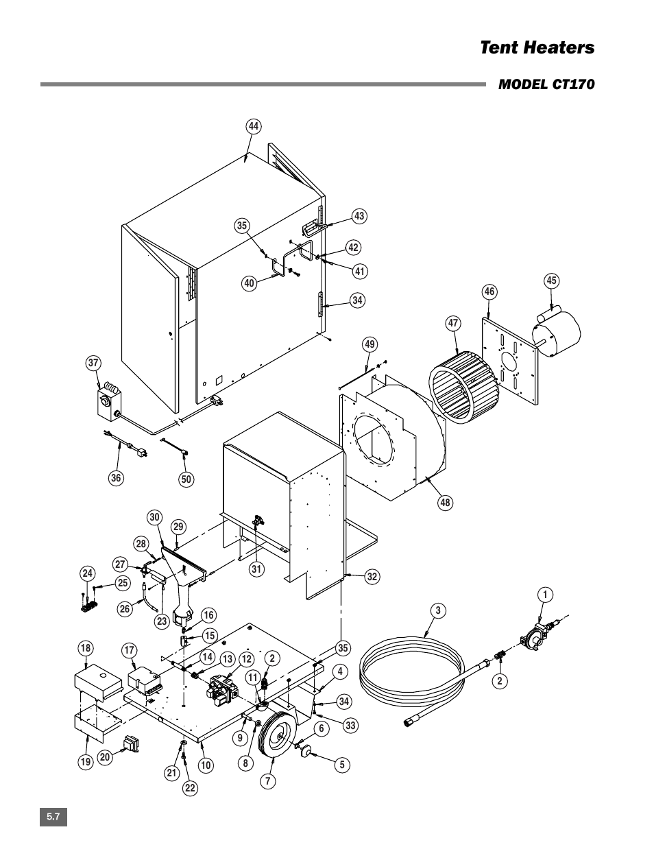 Tent heaters, Model ct170 | L.B. White Portable Gas Heaters User Manual | Page 60 / 99