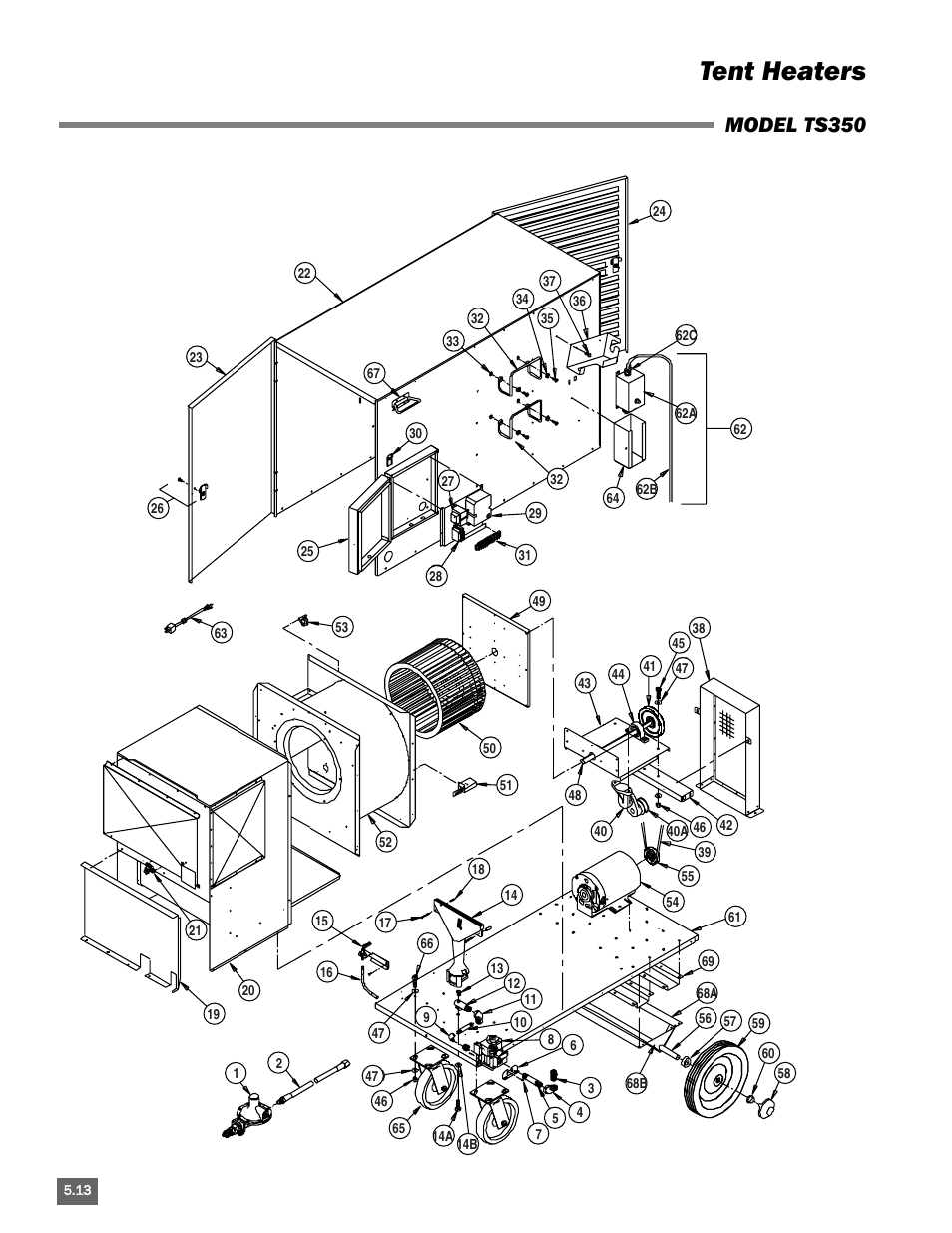 Tent heaters, Model ts350 | L.B. White Portable Gas Heaters User Manual | Page 66 / 99