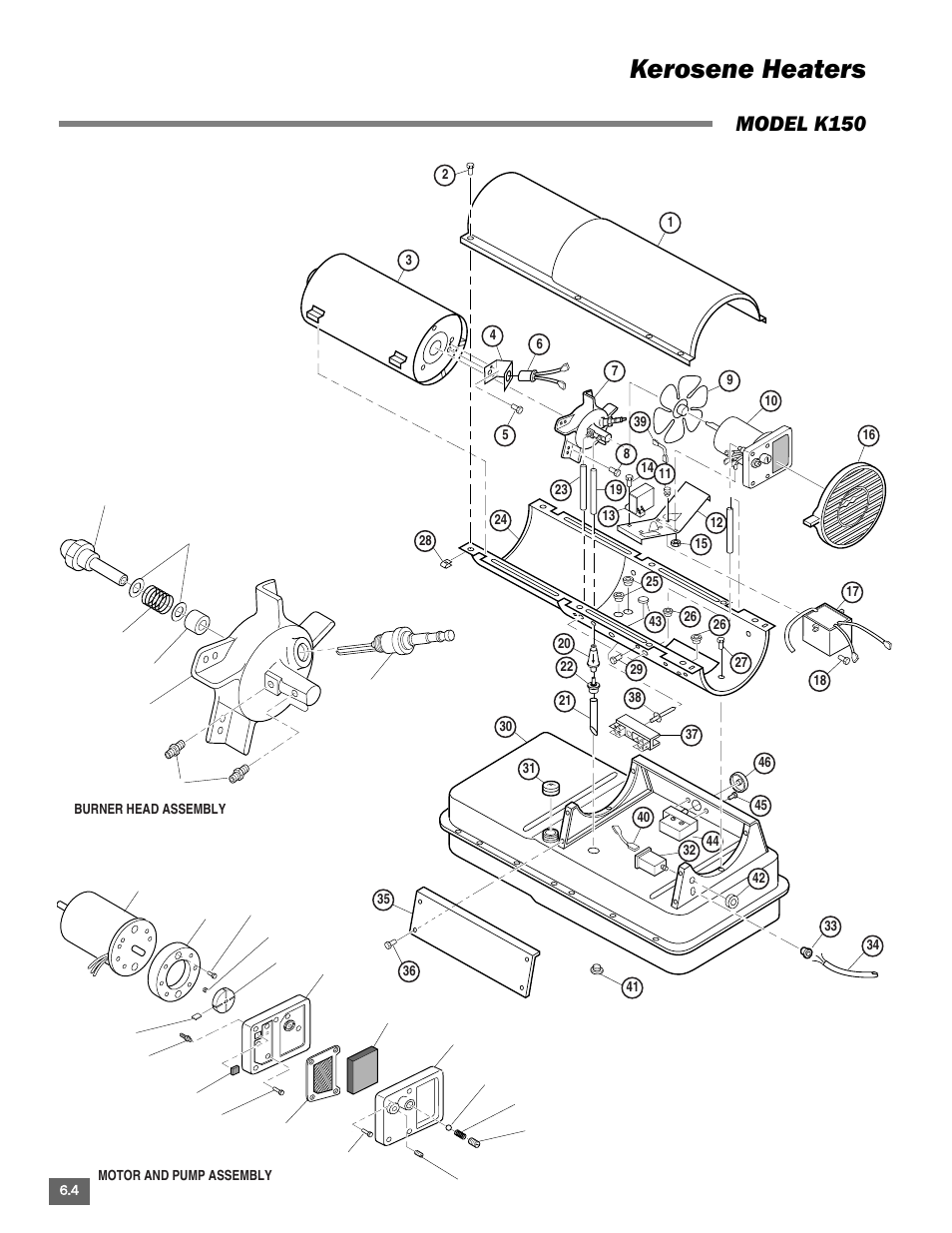 Kerosene heaters, Model k150 | L.B. White Portable Gas Heaters User Manual | Page 76 / 99