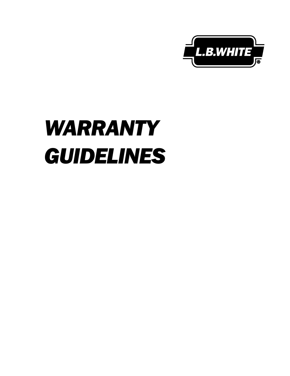 Warranty guidelines | L.B. White Portable Gas Heaters User Manual | Page 97 / 99