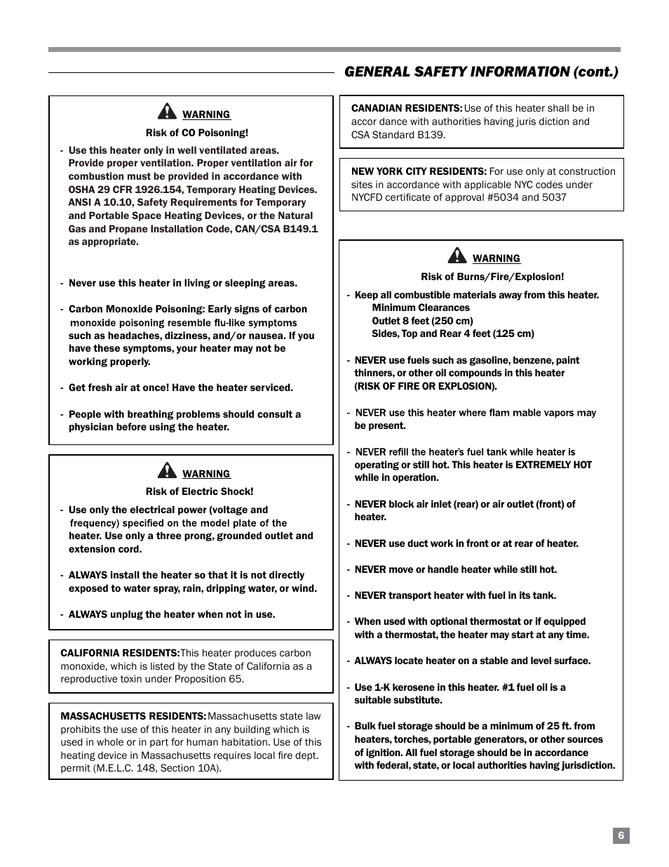 General safety information (cont.) | L.B. White 125-210K Tradesman User Manual | Page 7 / 30